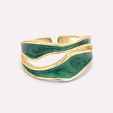 Verde Wave Enamel Ring